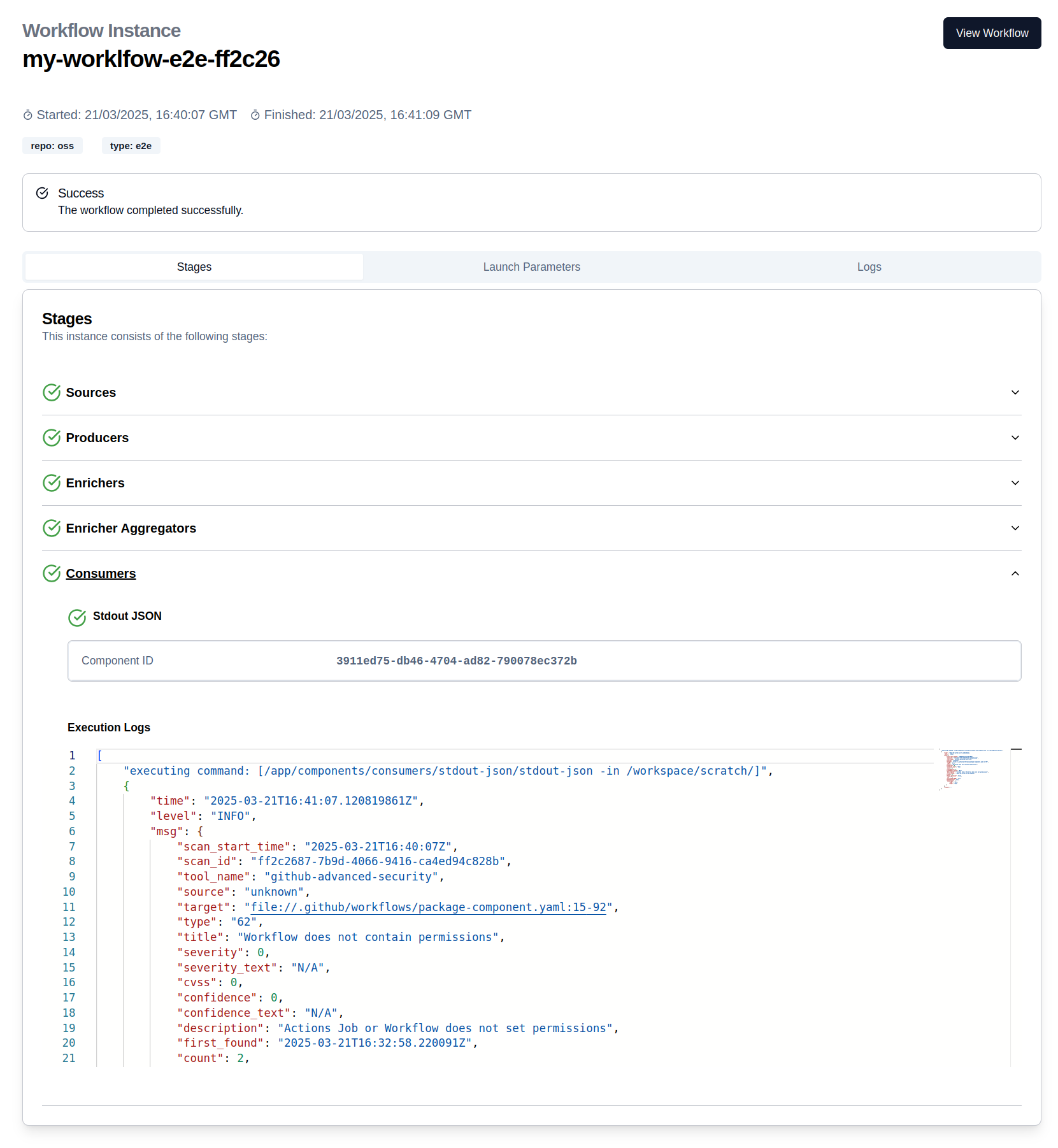 Instance page result screenshot
